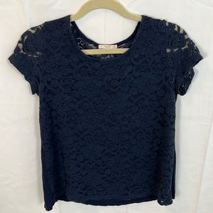 Le Lis Navy Lace Tee